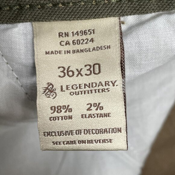 NWT Legendary Outfitters Pants Mens 36x30 Stretch Canvas Pant - Picture 6 of 10